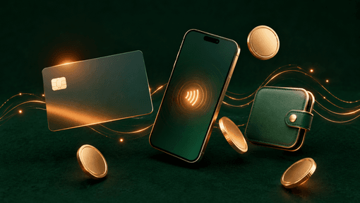 Illustratie van betaalmethoden bij een casino zonder Cruks: bankkaart, mobiele betaling, e-wallet en cryptomunten